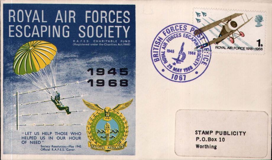 RAF Golden Jubilee - 29th May 1968 FDC BFPO 1067 postmark  RAF Escaping Society