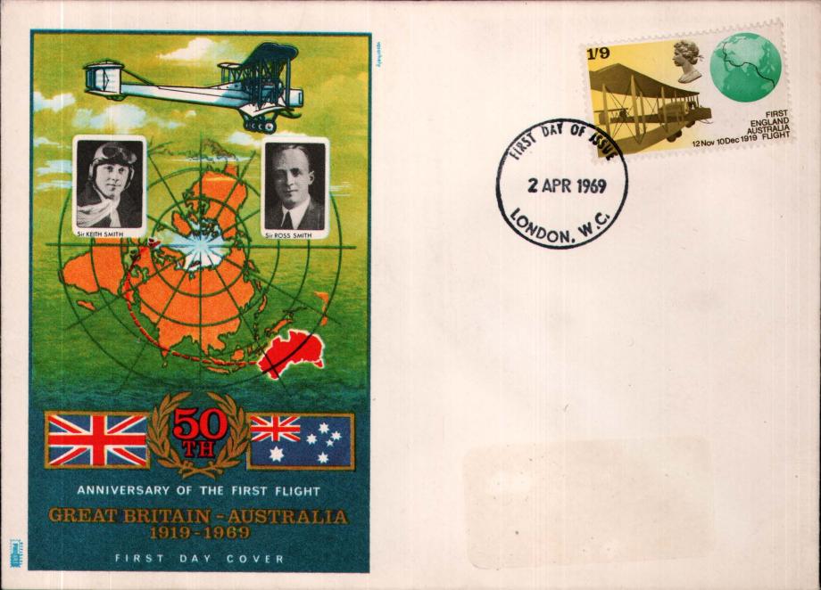 First Flight from Great Britain to Australia FDC London WC postmark