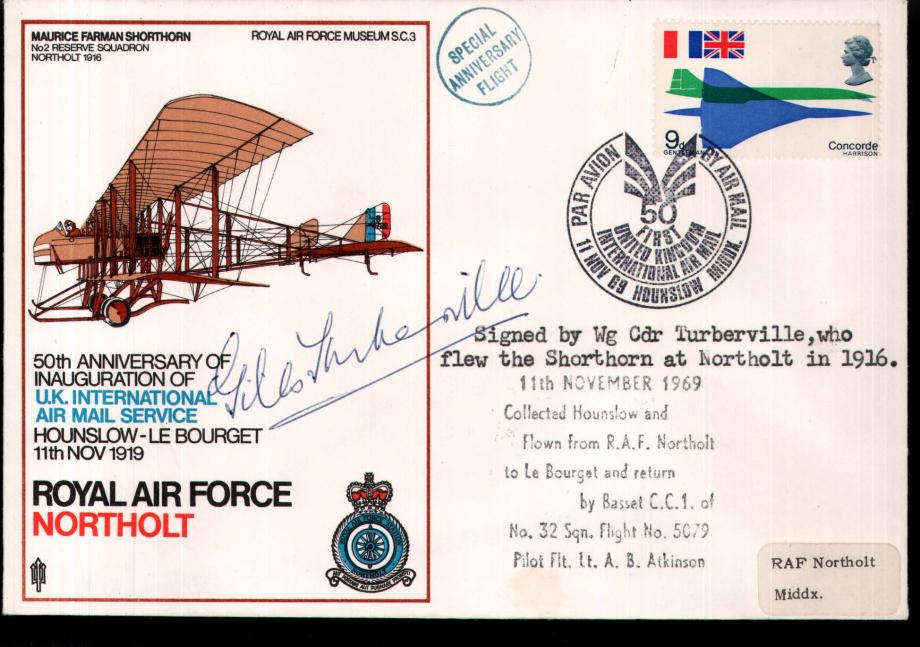 UK International Air Mail Service cover Sgd Turberville