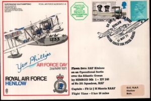 Air Force Day.1971 cover Sgd Yeo Phillips RFC