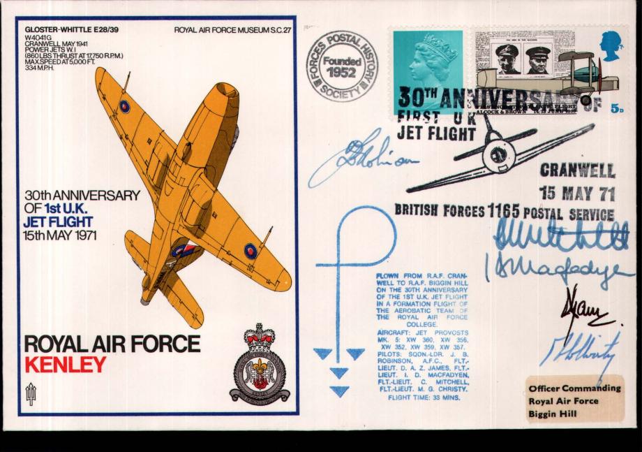 1st UK Jet Flight cover Sgd 5 pilots