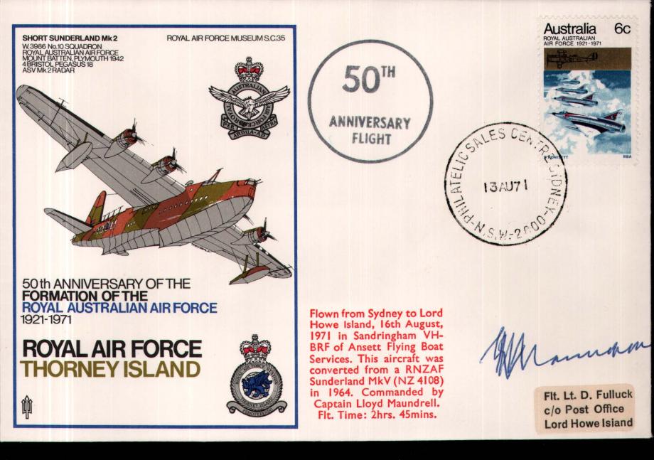 Royal Australian Air Force cover Sgd Maundrell