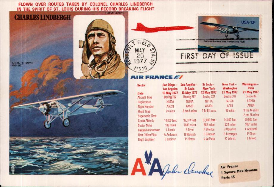 Charles Lindbergh cover Sgd J Donahue
