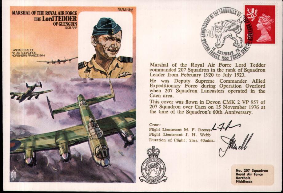 MRAF Lord Tedder cover Sgd M F Reeves and J H Webb