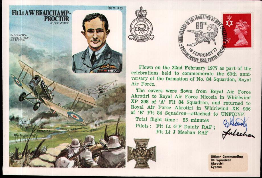 Fl Lt A.W Beauchamp-Proctor VC cover Sgd G P Dainty and J Meehan