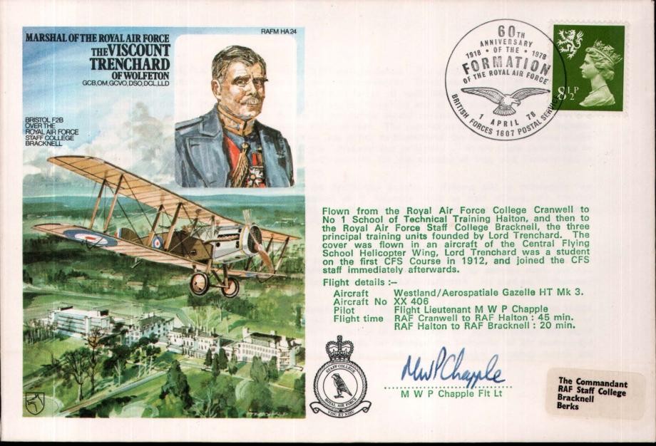 MRAF Viscount Trenchard cover Sgd M W P Chapple