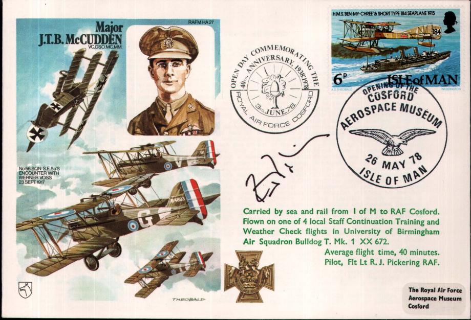 Major J.T.B McCudden VC cover Sgd R J Pickering