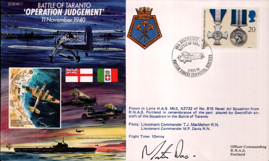 Battle of Taranto cover Pilot signed