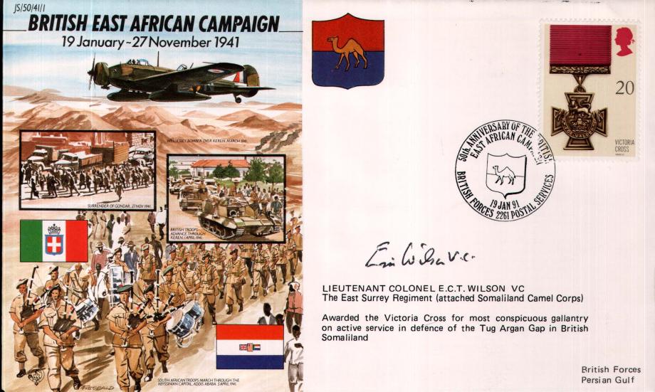 British East African Campaign Cover Signed E Wilson VC