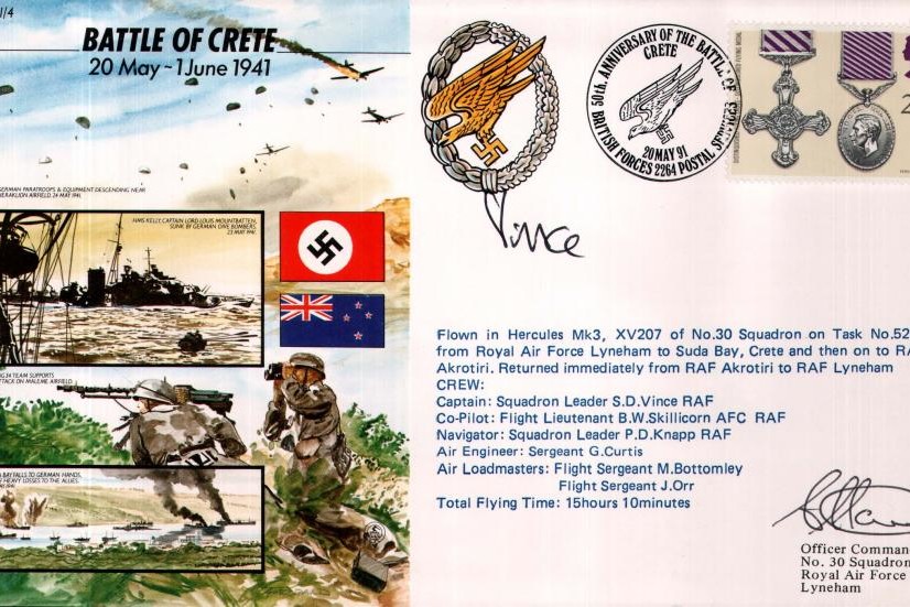 Battle of Crete cover Crew signed