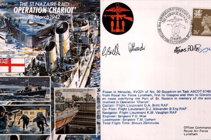 St Nazaire Raid cover Crew signed