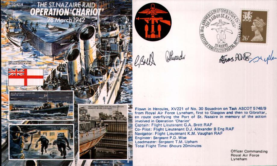 St Nazaire Raid cover Crew signed