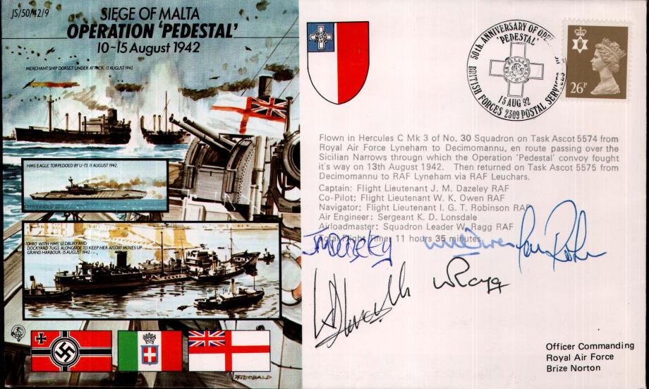 Siege of Malta cover Crew signed