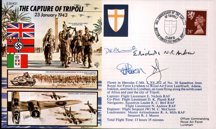 Capture of Tripoli cover Crew signed