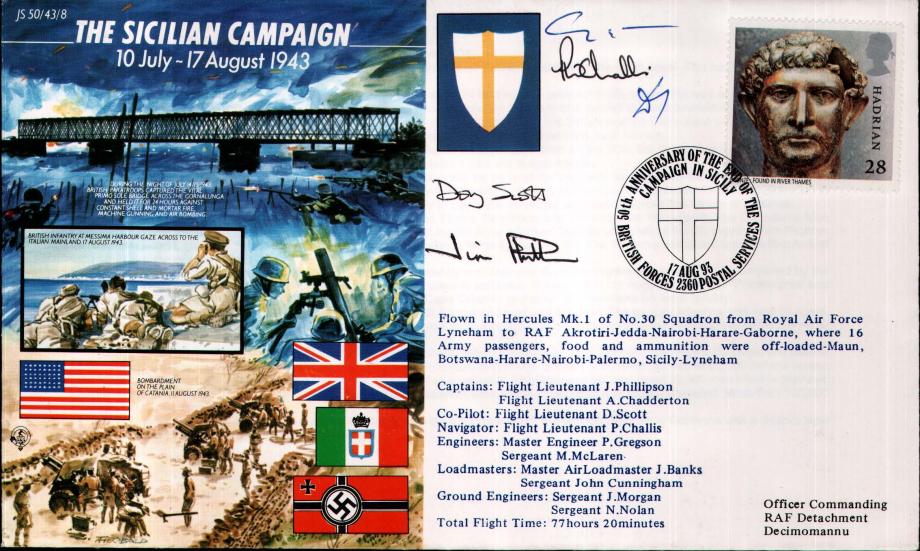 Sicilian Campaign cover Crew signed