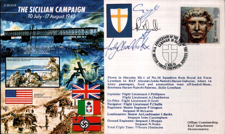 Sicilian Campaign cover Crew signed