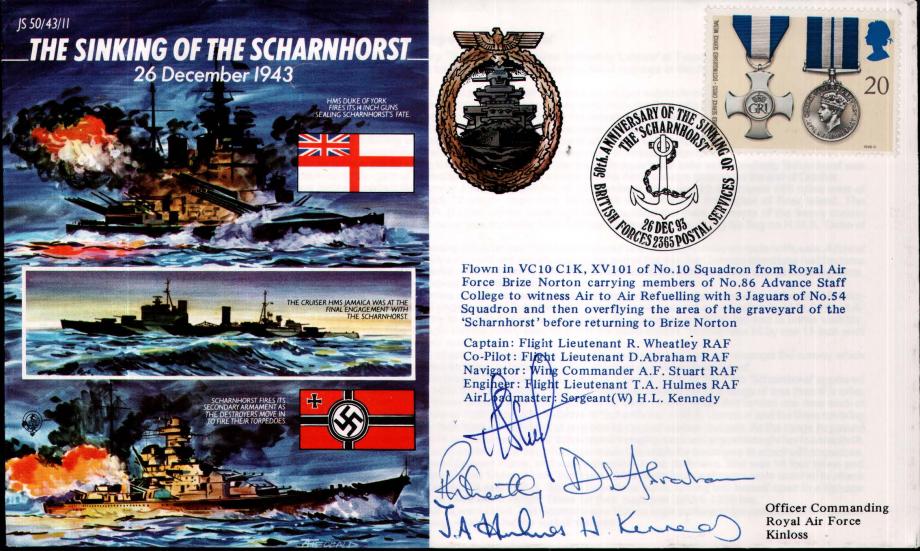 Sinking of the Scharnhorst cover Crew signed