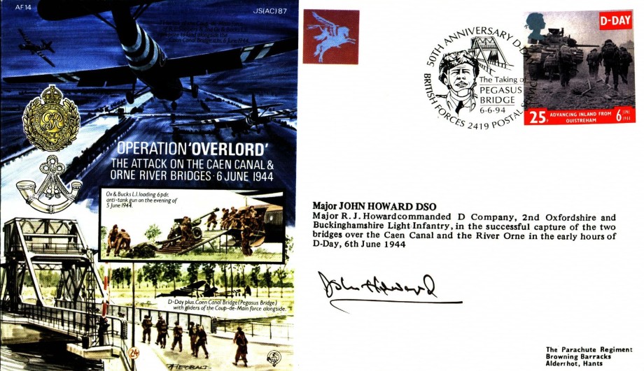 Operation Overlord cover Caen Canal and Orne River Signed