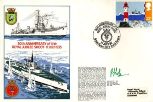 Royal Jubilee Shoot cover Signed by Commander P F Cole a Sub-Lt with HMS Shikari in Juky 1935