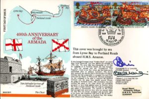400th Anniversary of the Armada cover Signed by Commander D A Lewis the CO of HMS Amazon and Captain C J S Craig the Captain of HMS Osprey and present occupant of Portland Castle 1988