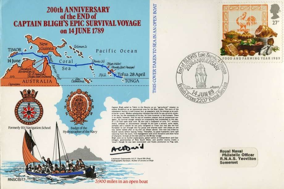 aptain Blighs Epic Survival Voyage cover Signed by Lt Cdr A C F David a Hydrographic Surveyor and author of articles on Bligh