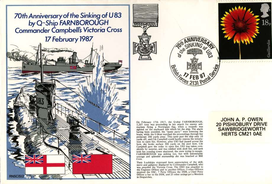 Sinking of U83 by Q-Ship Farnborough cover