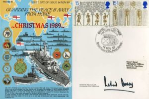 Christmas 1989 cover Signed by Commander R M Davey the CO of HMS Arrow