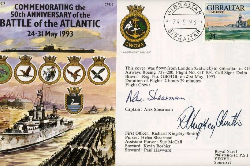 Battle of the Atlantic cover Signed by  Captain Alex Shearman and First Officer Richard Kingsley-Smith