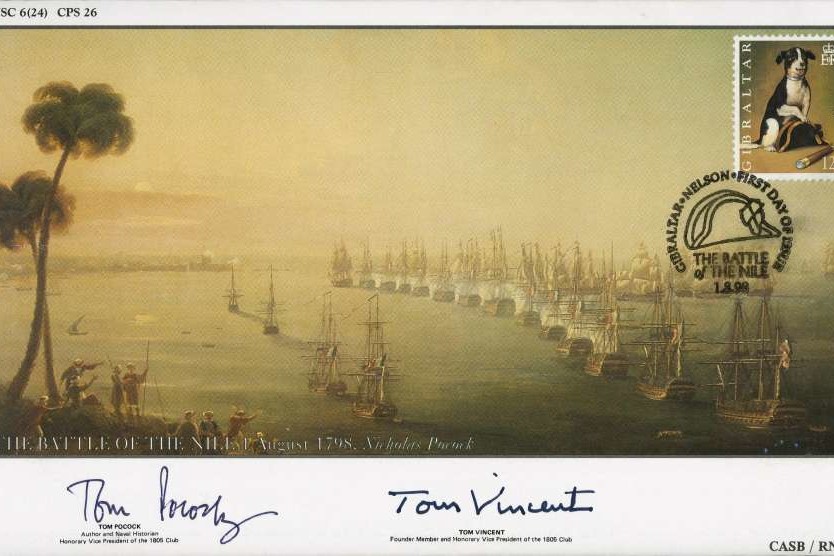 Battle of the Nile cover Signed by Tom Pocock the Author and Naval Historian and Honorary Vice President of the 1805 Club and Tom Vincent the Founder Member and Honorary Vice President of the 1805 Club