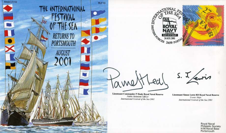 International Festival of the Sea Returns to Portsmouth cover Signed by Lt Cdr P Healy the PRO for the Festival and Lt Simon Lewis of Events Ships for the Festival