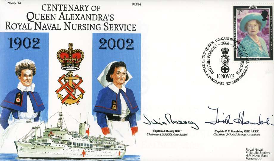 Queen Alexandras Royal Naval Nursing Services cover Signed by Captain J Massey the Chairman QARNNS Association and Captain P M Hambling the Chairman QARNNS Ratins Association