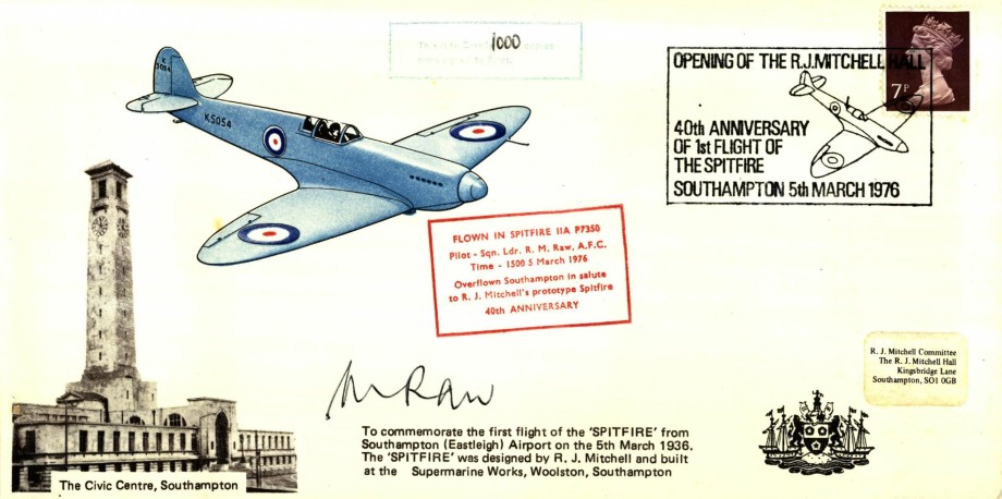 Spitfire Cover Signed R M Raw