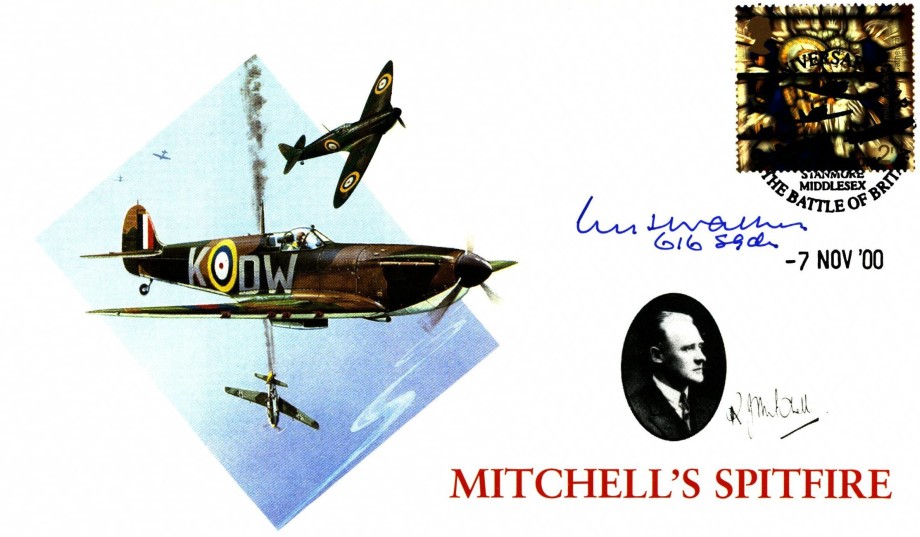 Mitchells Spitfire Cover Signed By W L B Walker A BoB Pilot With 116 Squadron And 616 Squadron