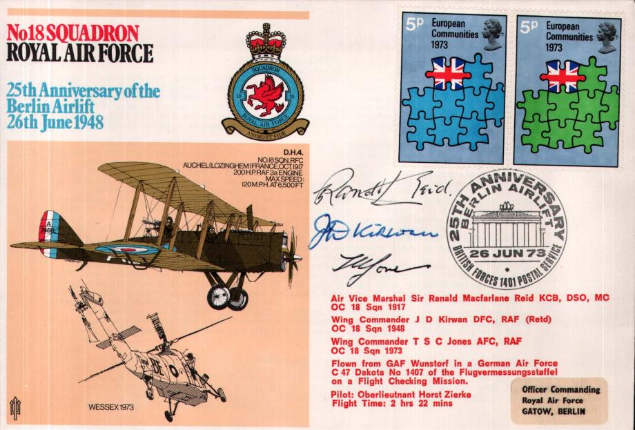 No 18 Squadron cover Sgd by 3 OCs 18 Sq Ranald Macfarlane Reid J D Kirwan and T S C Jones