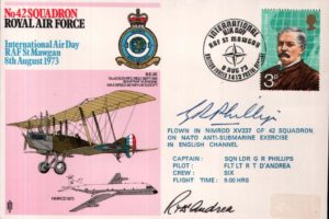 No 42 Squadron cover Crew signed Captain Sq L G R Phillips  Pilot Fl Lt R T D'Andrea