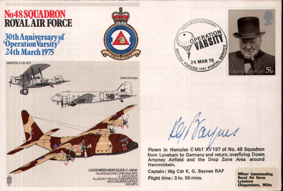 No 48 Squadron cover Captain signed WC K G Baynes