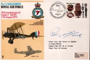 No 51 Squadron cover Captain signed by WC W H Bonner