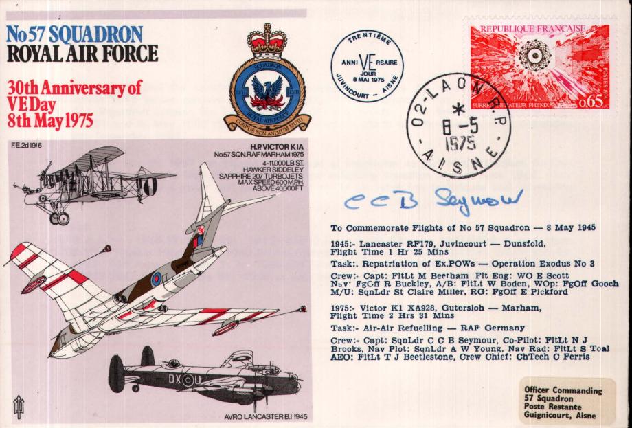 No 57 Squadron cover Captain signed by Sq L C C B Seymour