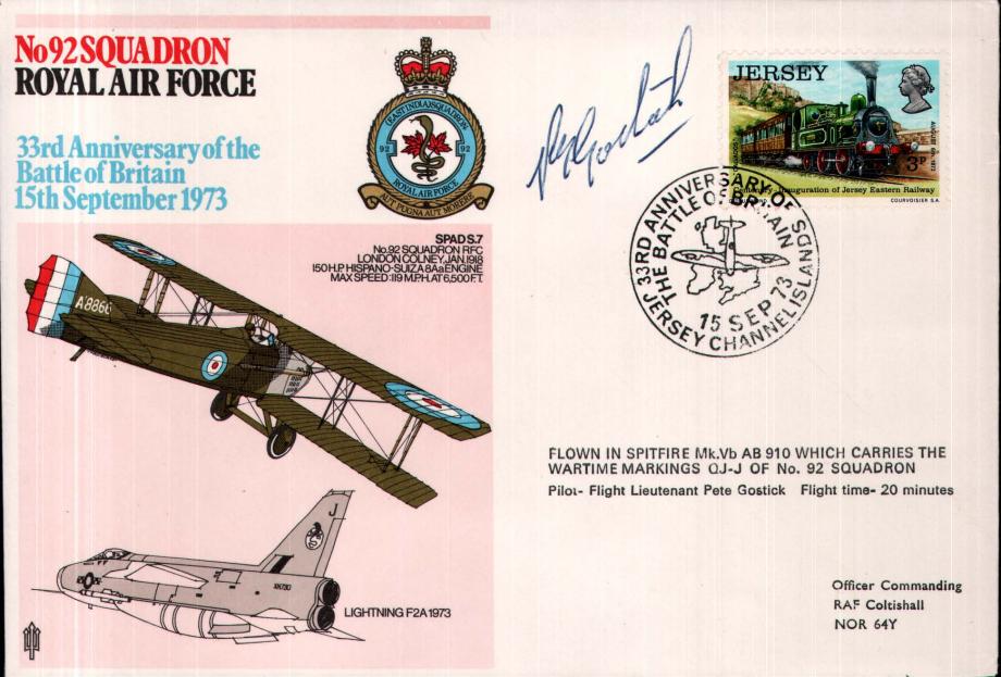 92 Squadron Cover Signed P Gostick
