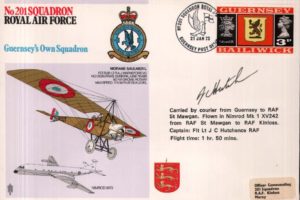 No 201 Squadron cover Pilot signed by Fl Lt J C Hutchence