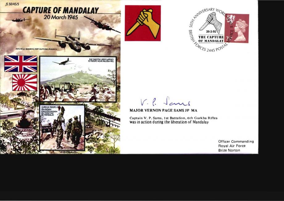 Capture of Mandalay cover Sgd Maj V P Sams