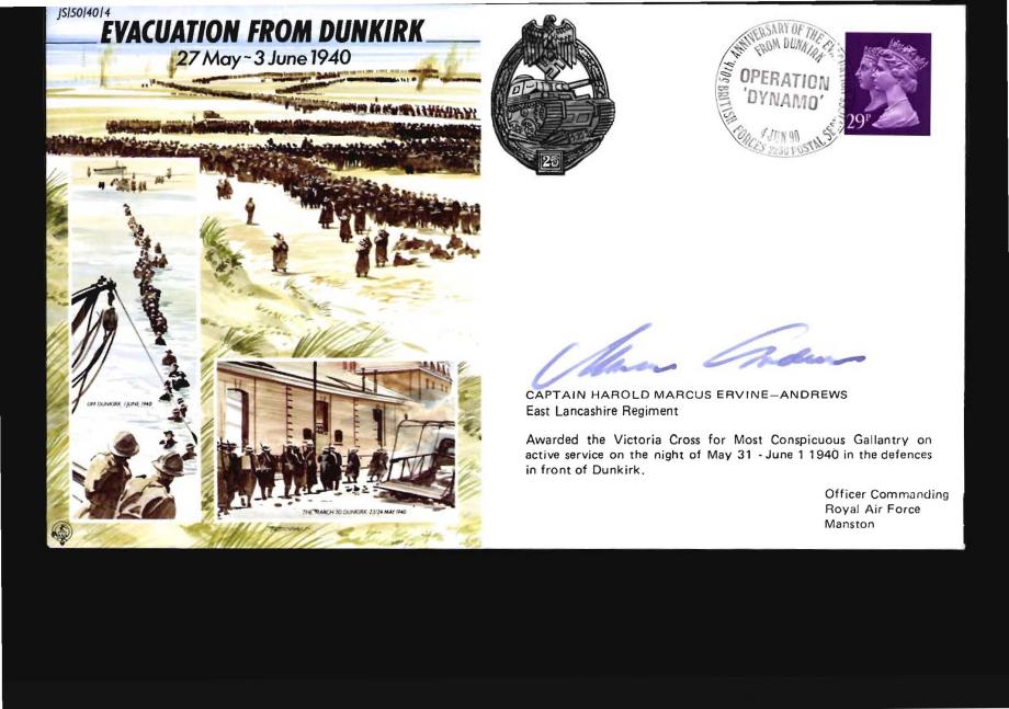 Dunkirk cover Sgd Ervine-Andrews VC