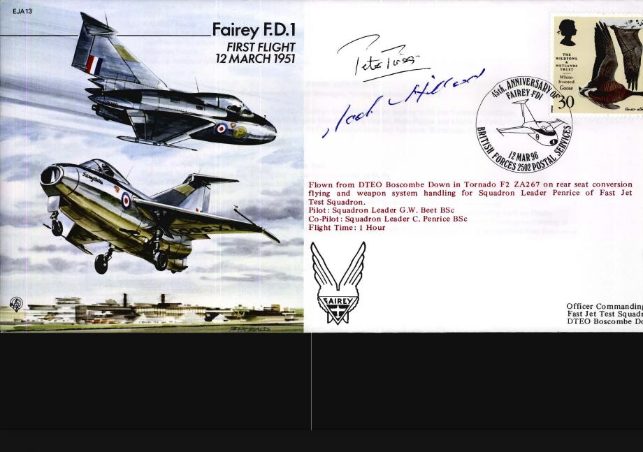 Fairey FD1 Cover Signed Test Pilot Peter Twiss