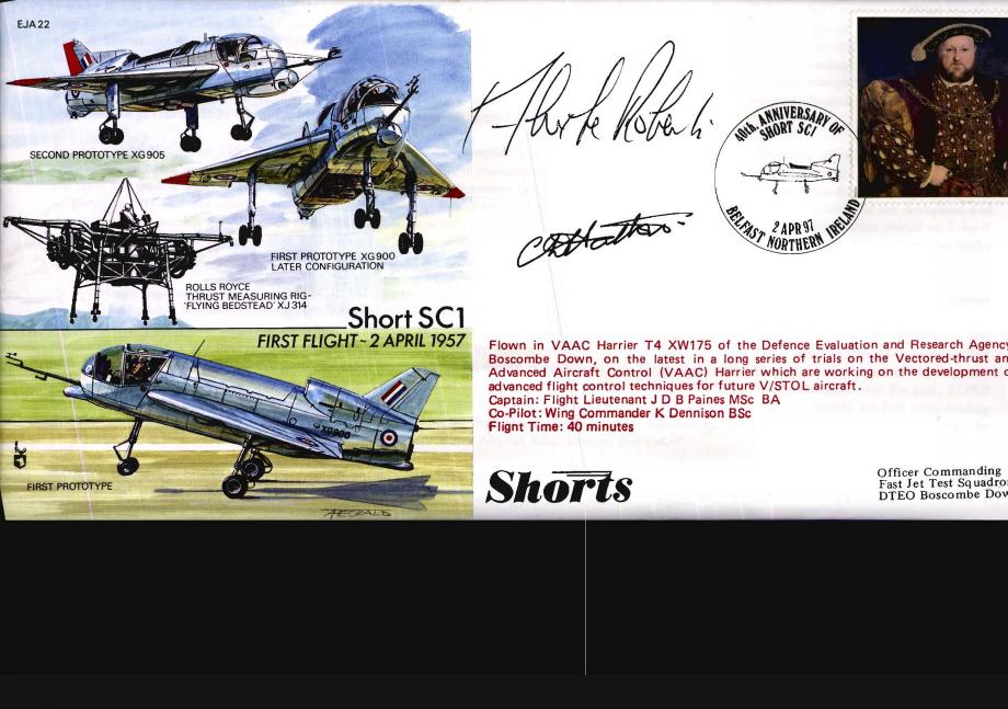 Short SC1 cover Signed Test Pilot A F C Roberts