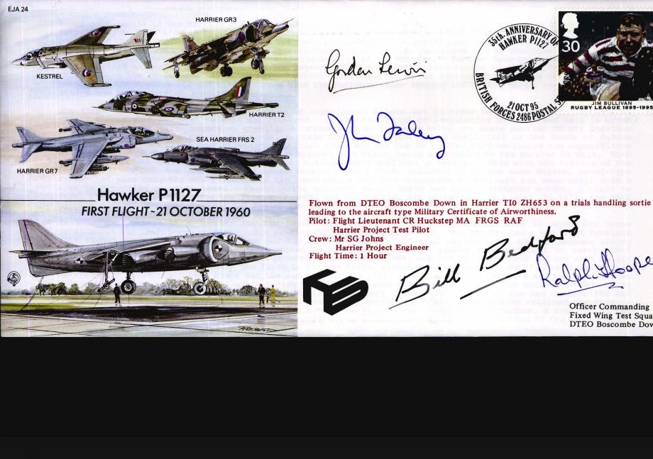 Hawker P1127 cover Signed Bedford Hooper Lewis and Farley