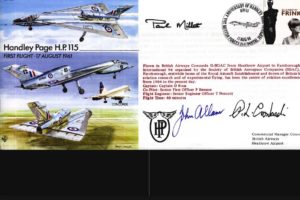 Handley Page HP115 Cover Signed P Millett J Allam And P Cronbach
