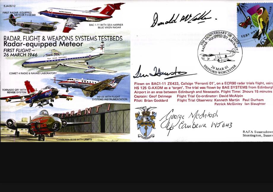 Radar Equipped Meteor Cover Signed By 2 Test Pilots