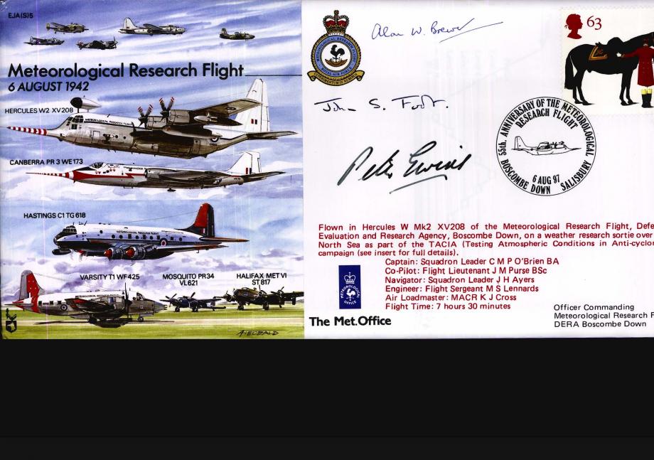 Meteorological Research Flight Cover Signed Brewer Ewins And Foot