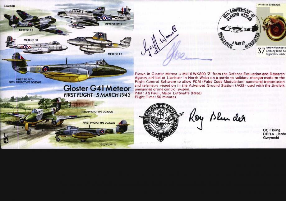 Gloster G41 Meteor Cover Signed Cooksey Worrall And Blundell