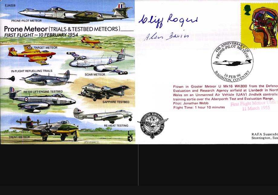 Experimental Jet Aircraft Cover Prone Meteor Cover Signed Rogers And Bavin